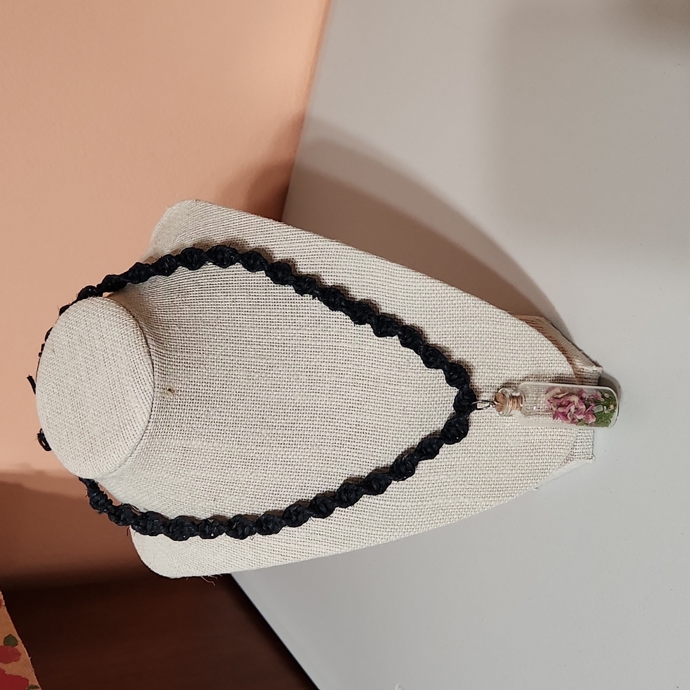 Handmade Hemp Bottle Charm Necklace